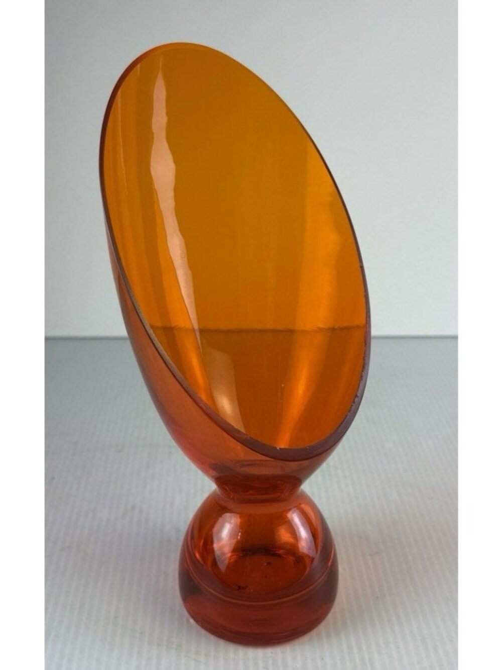 Vintage Morgantown Coronet Candle Holder Gypsy Fire Orange 8.75in Fluoresces UV